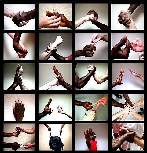 black and white hands holding black and white hands holding